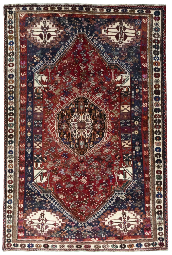 Shiraz Tappeto persiano 170 x 260 Rosso (Iran) Annodato A Mano