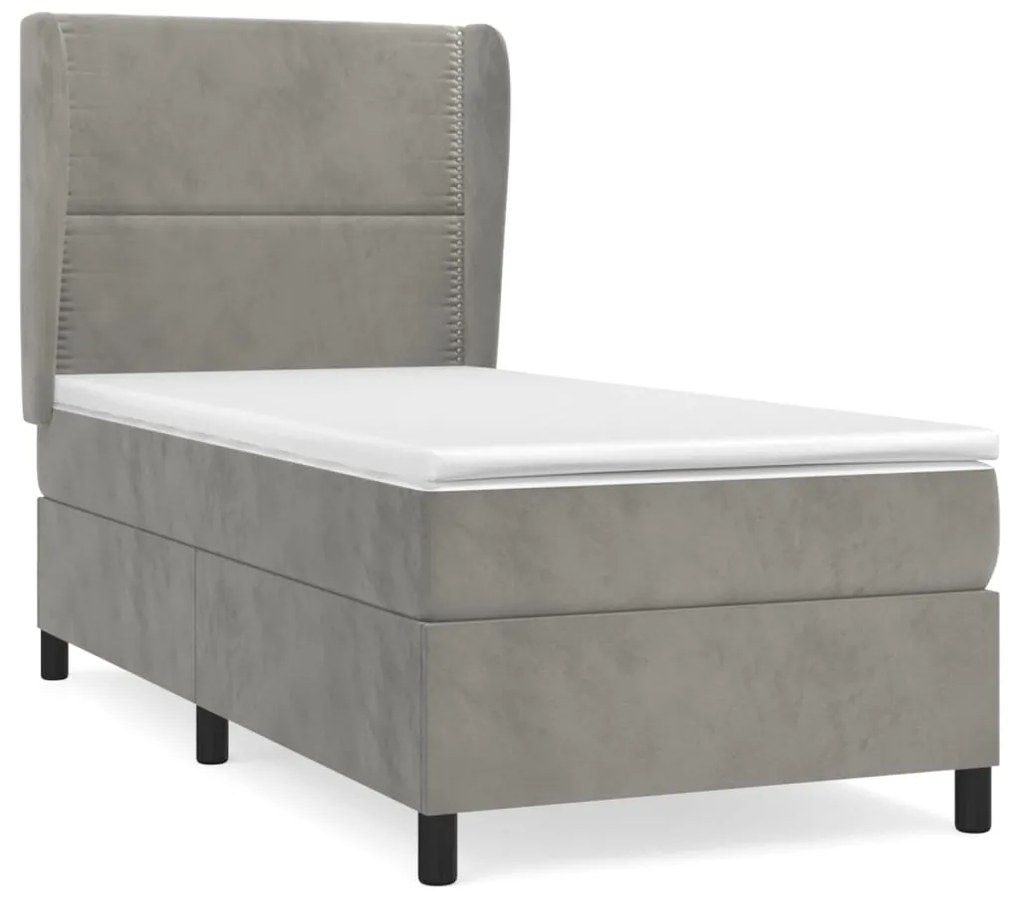 Giroletto a molle con materasso grigio chiaro 90x200 cm velluto