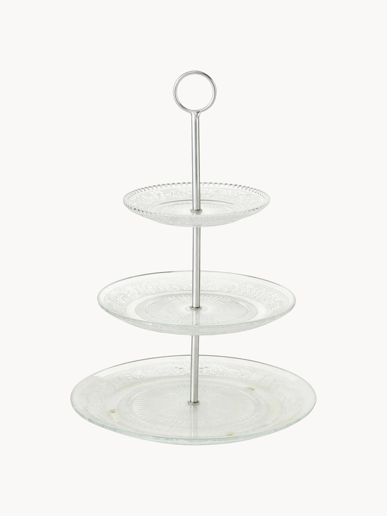 Alzatina a più livelli in vetro con struttura Relief