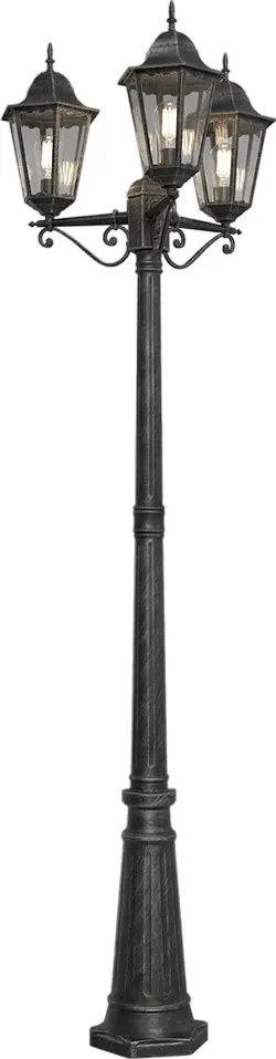 Lampione Vintage 216cm 3xE27 IP54 Spazzolato - Serie PUCCINI