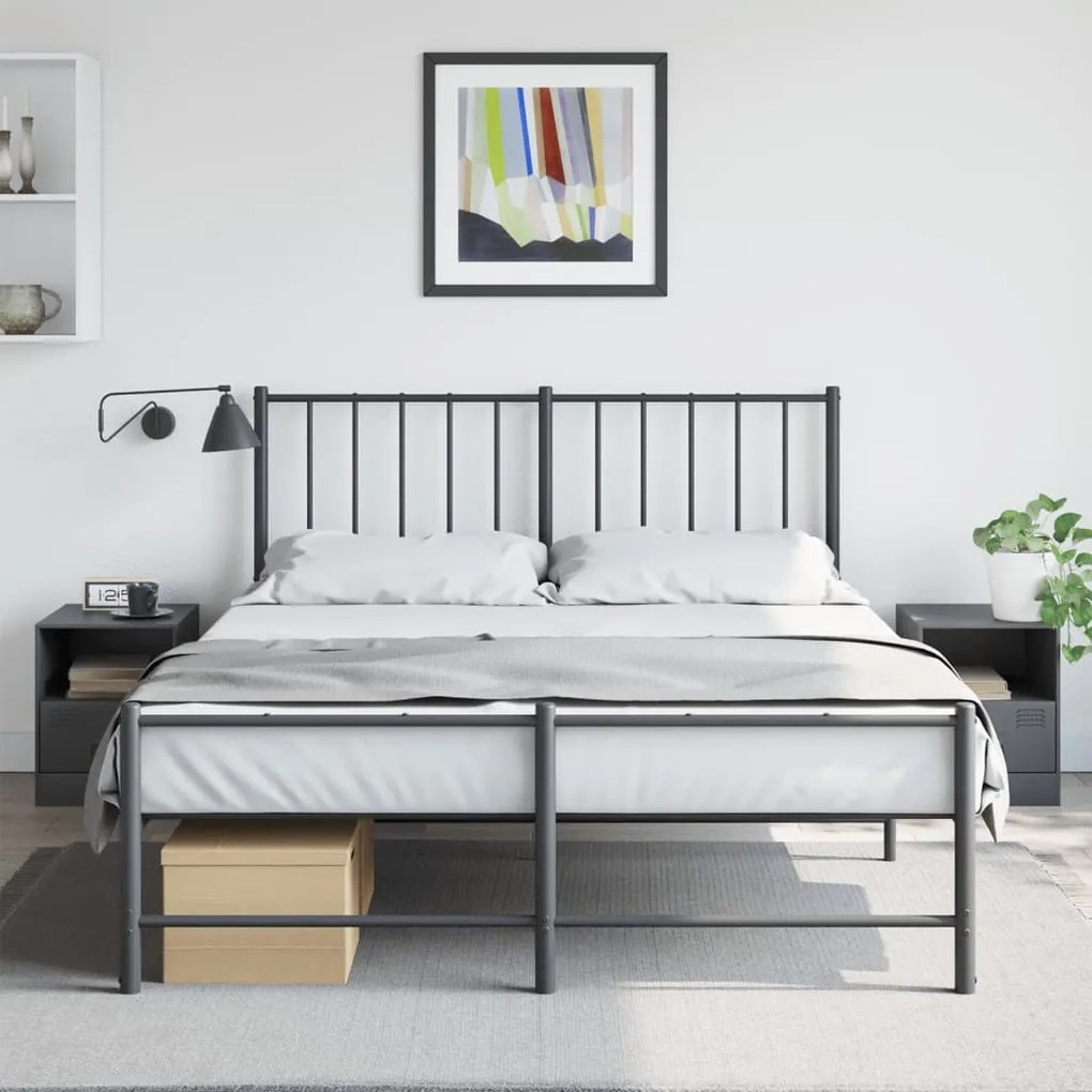 Comodini 2 Pz Antracite 34,5x39x44 Cm İn Acciaio /