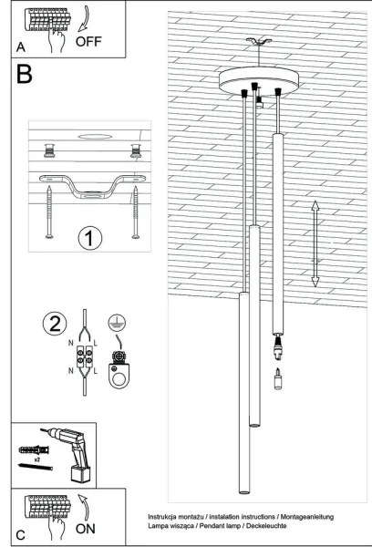 Sollux SL.0467 - Lampadario a sospensione con filo PASTELO 3xG9/8W/230V bianco