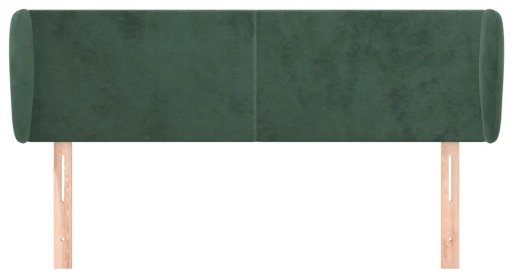 Testiera ad orecchio verde scuro 147x23x78/88 cm in velluto