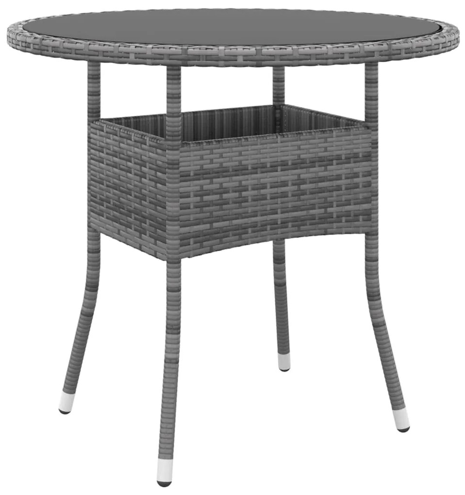 Set da pranzo per giardino 3 pz in polyrattan grigio