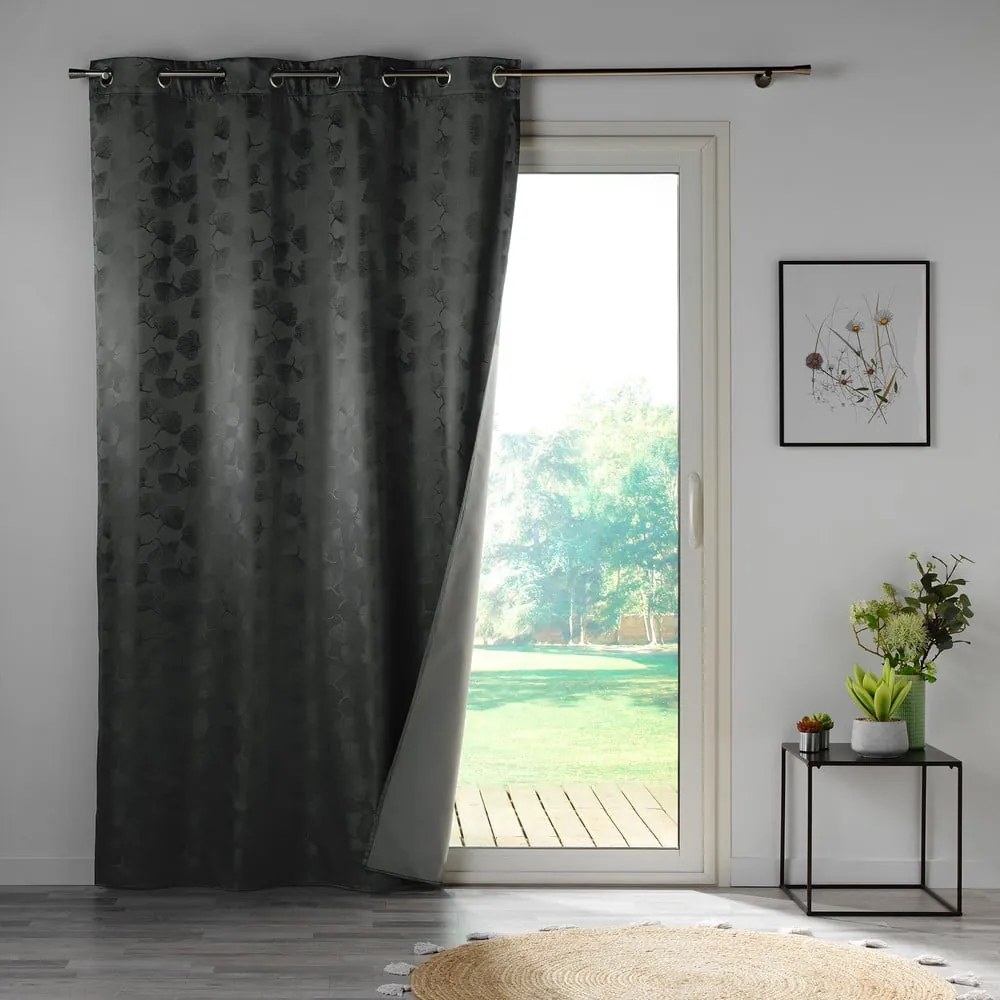 Tenda jacquard antracite oscurante 140x260 cm Lunella - douceur d'intérieur