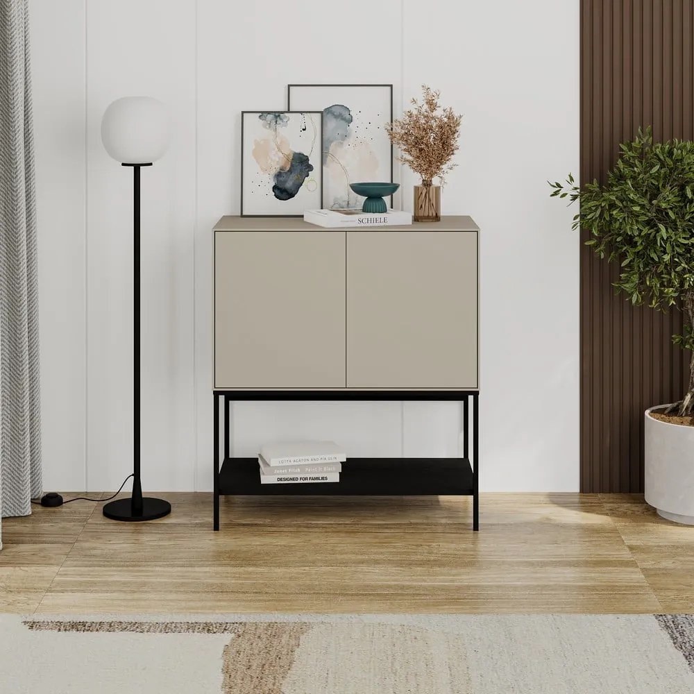 Mobile nero e crema 80x90x40 cm Amira - Marckeric