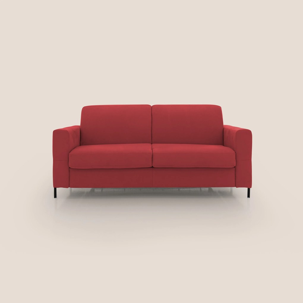 Ortensia divano letto materasso H18 cm con piedi alti in elegante microfibra smacchiabile T11