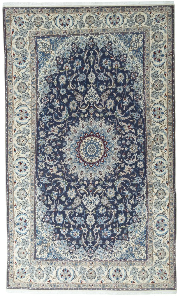 Nain Tappeto persiano 350 x 210 Blu (Iran) Annodato A Mano
