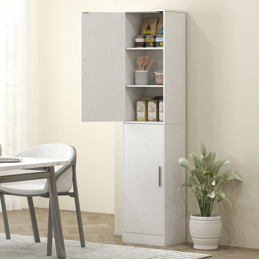 Mobile da Bagno a Colonna 40x35x180 cm con 2 Armadietti in Legno Bianco...