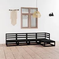 Set Divani da Giardino 5 pz Nero in Legno Massello di Pino cod mxl 36413