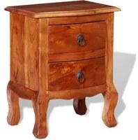 Comodino con Cassetti in Legno Massello di Acacia 243971