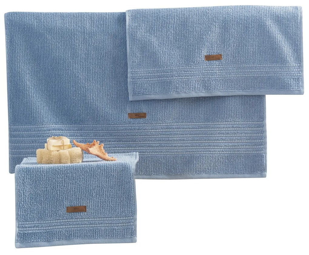 Set 3 asciugamani bagno cotone Wellness blu