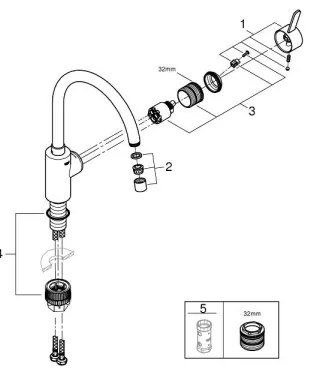 GROHE 31494001 - Miscelatore per lavello GET, cromo lucido