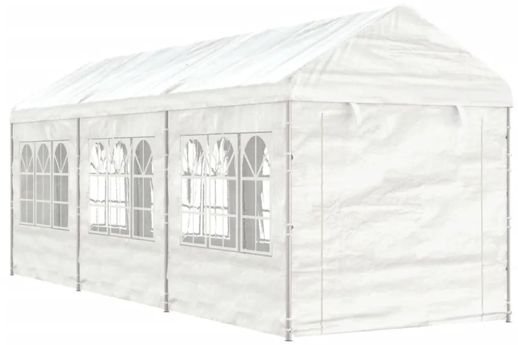 Gazebo Con Tetto Bianco 6,69x2,28x2,69 M İn Polietilene /