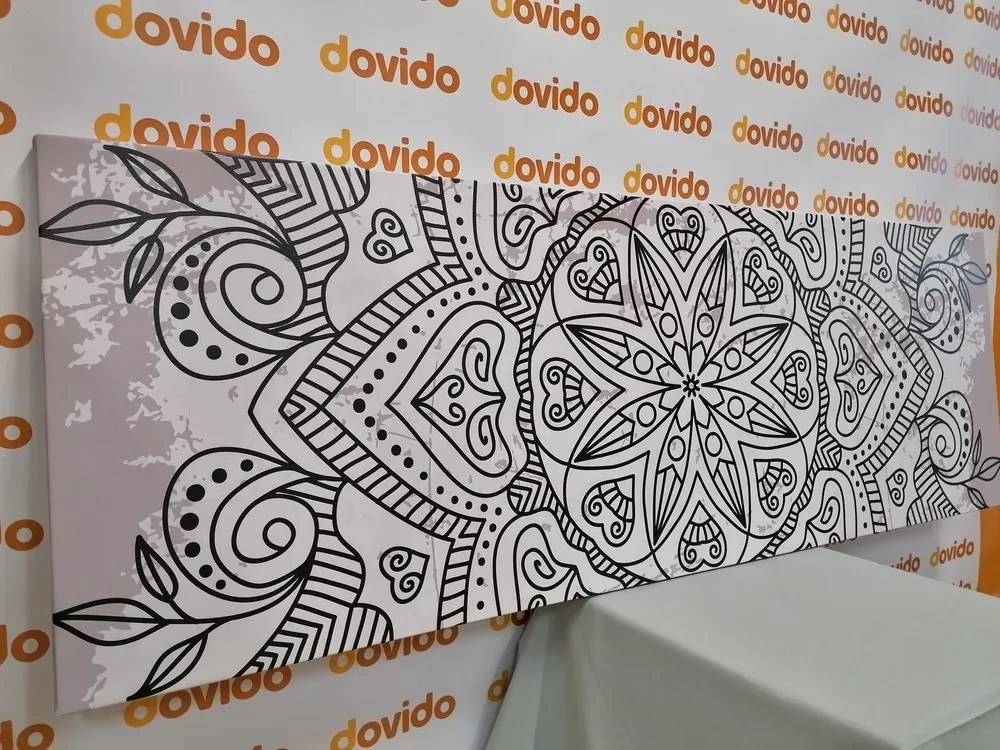 Stampa su tela – Mandala con tocco antico in bianco e nero