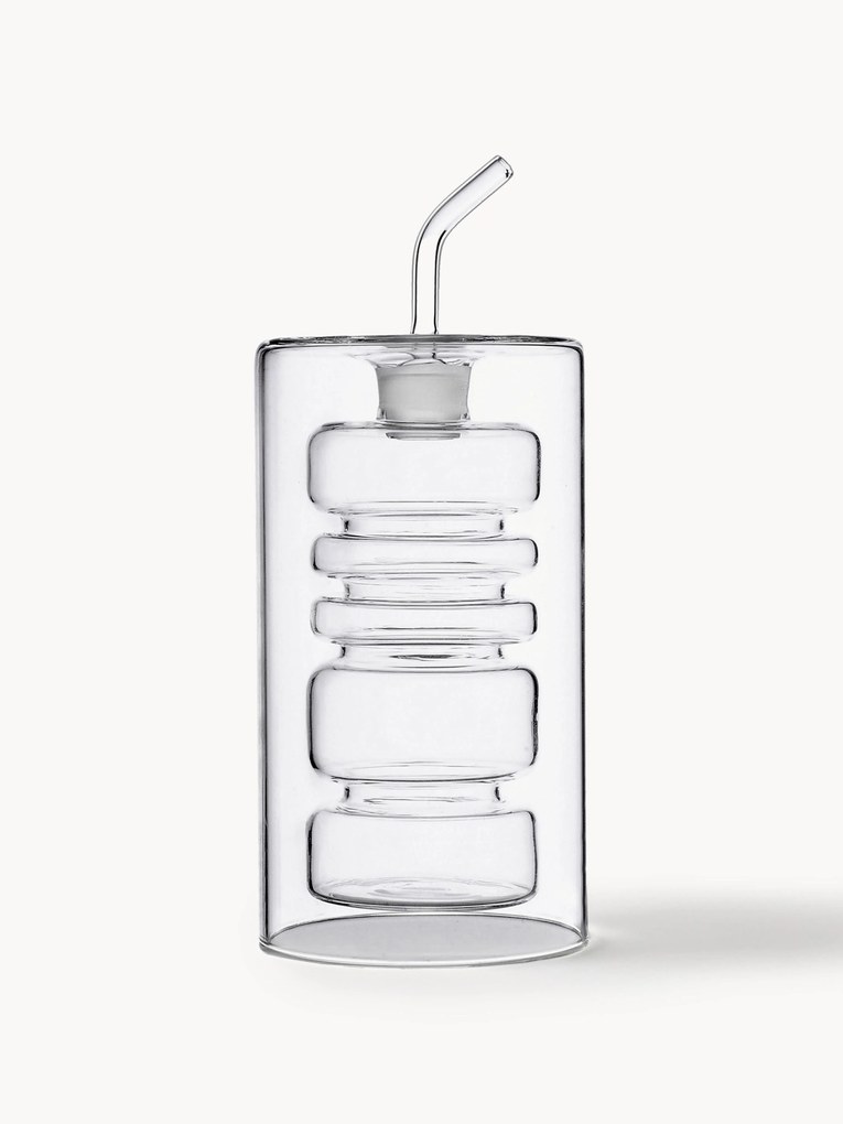 Distributore aceto e olio in vetro borosilicato fatto a mano Rings alt. 19 cm