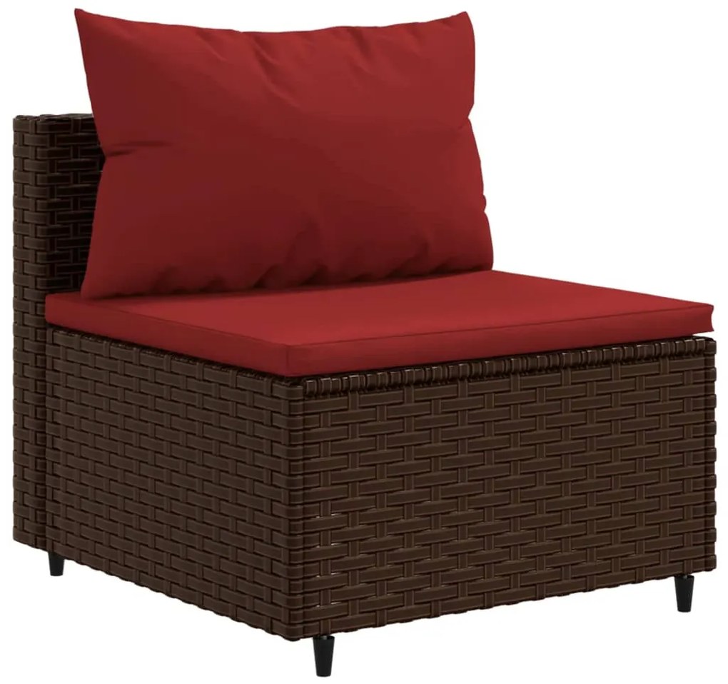 Set divano da giardino 6 pz con cuscini marrone in polyrattan