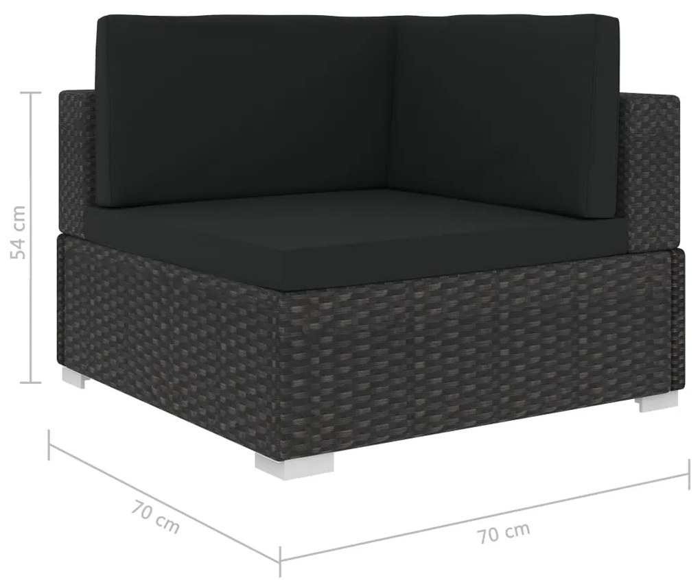 Set Divani da Giardino 7 pz con Cuscini in Polyrattan Nero