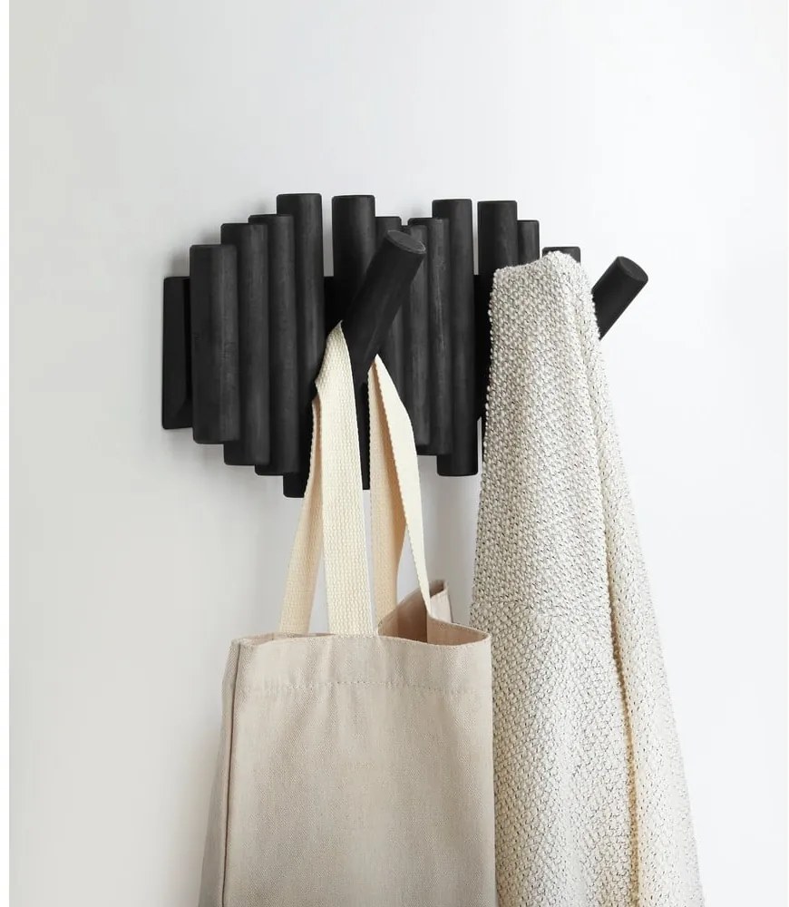 Appendiabiti da parete nero in legno di pino Picket - Umbra