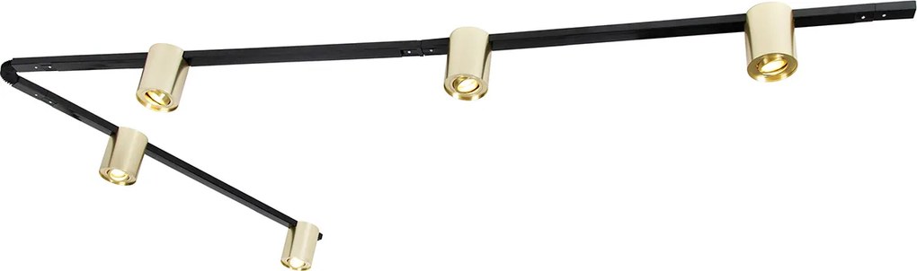 Sistema a binario oro e nero con 5 faretti monofase - Rondoo Up