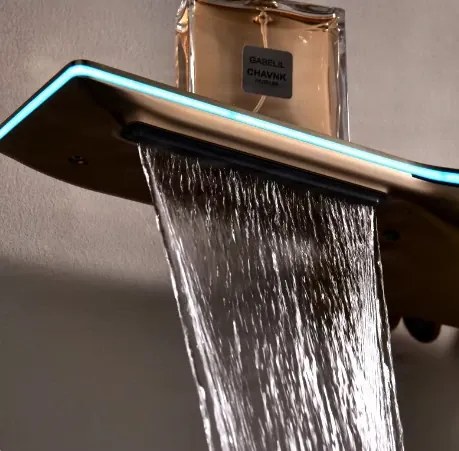 Pannello doccia termostatico ELITE EDITION BSE1420 a vista con schermo LED, getto a cascata e più finiture — Bianco crema