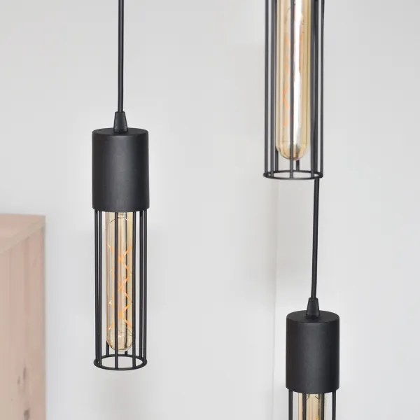 Lampadario a sospensione con filo MELODY 3xE27/15W/230V nero