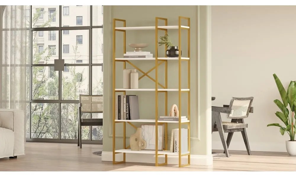 Ripiano bianco/oro 87,5x175 cm Monica - Kalune Design