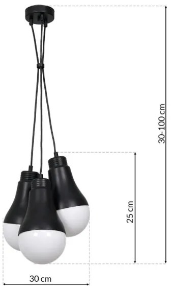 Lampadario su fune HELIOS 3xE14/40W/230V
