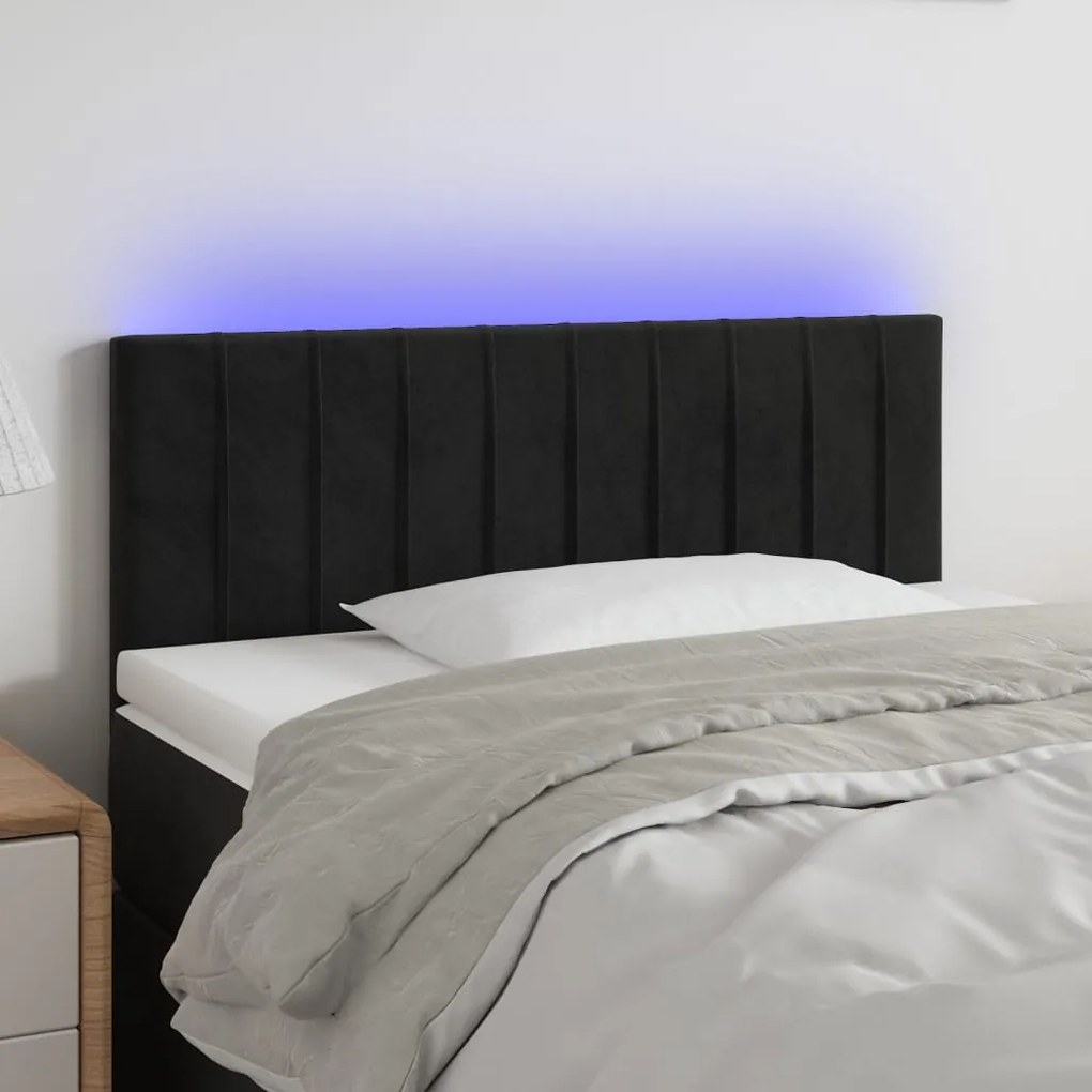 Testiera A Led Nera 90x5x78/88 Cm İn Similpelle /