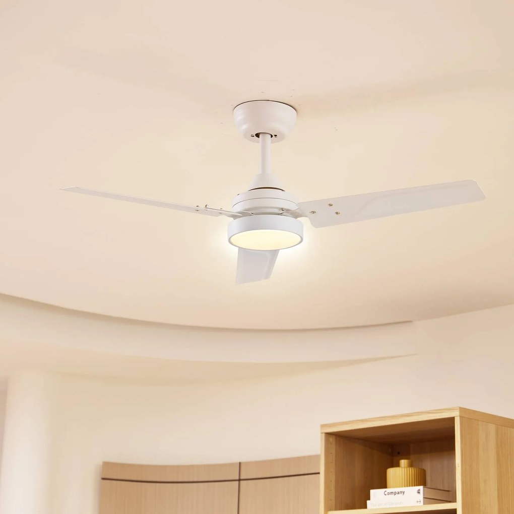 Ventilatore da soffitto Lindby LED Aerallo, bianco, CCT, silenzioso