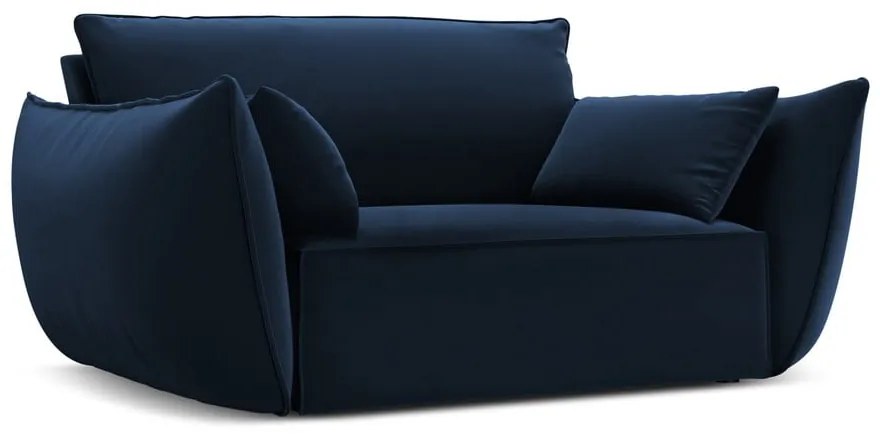 Poltrona blu scuro con rivestimento in velluto Vanda – Mazzini Sofas