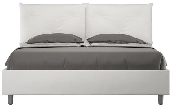 Letto matrimoniale con rete imbottito 160x200 similpelle bianco Appia