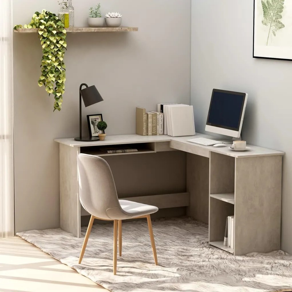 Scrivania Angolare A L Grigio Cemento 120x140x75cm Multistrato /