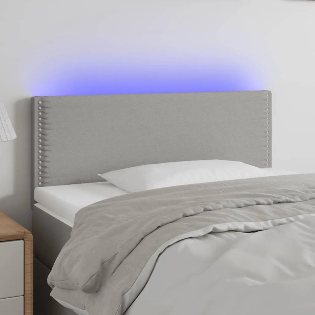 Testiera A Led Grigio Chiaro 100x5x78/88 Cm İn Tessuto /