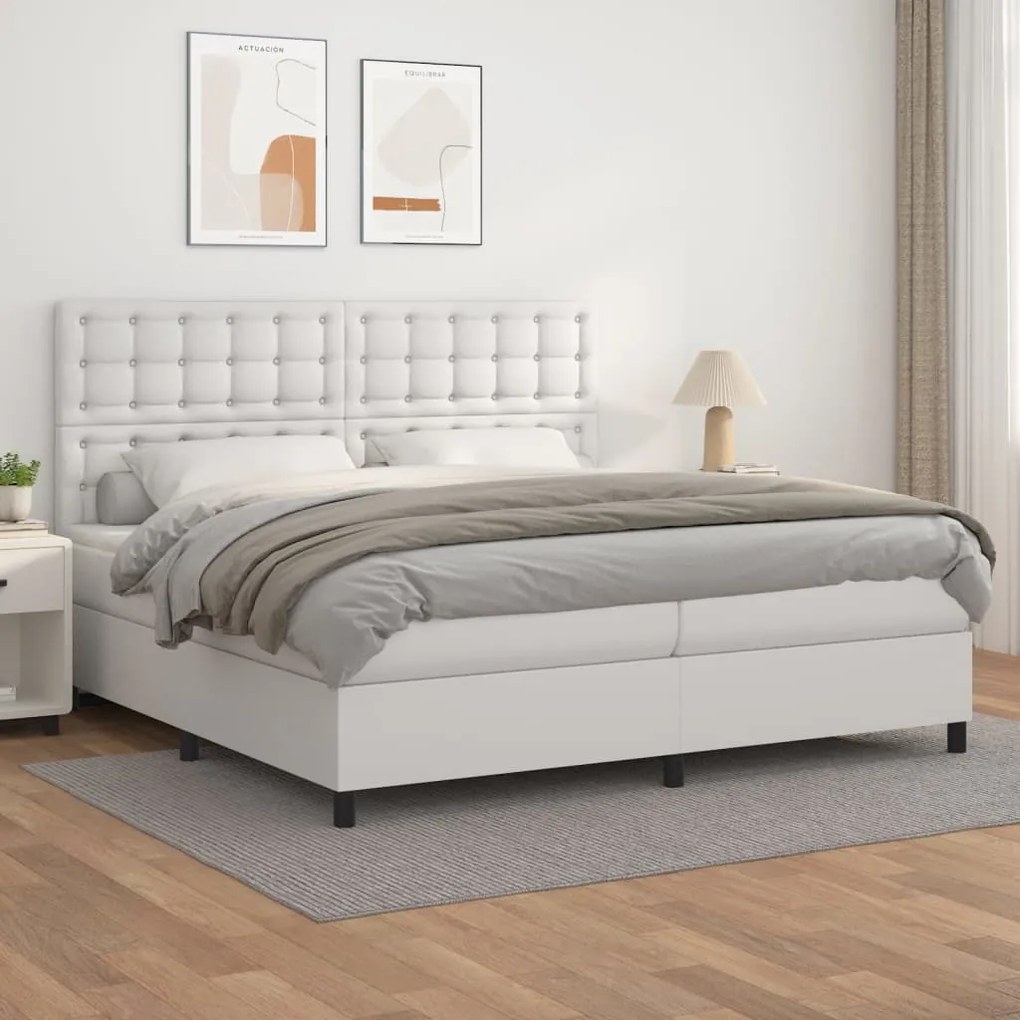 Giroletto A Molle Con Materasso Bianco 200x200cm İn Similpelle /