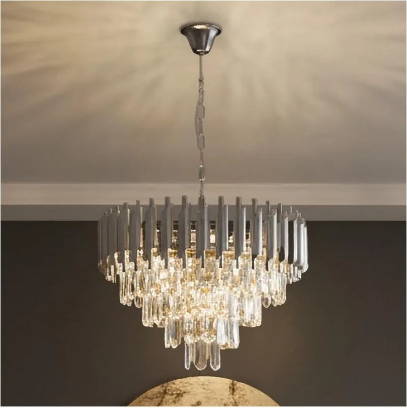 Brilagi - Lampadario a catena ECLIPSE 7xE14/10W/230V Ø 48 cm argento