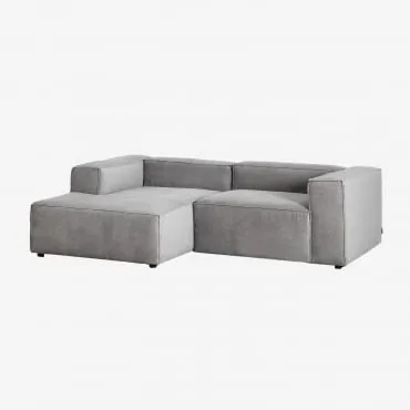 Divano Alembert 2 Posti Chaise Longue Sinistra & Velluto A Coste Grigio Chiaro - Sklum