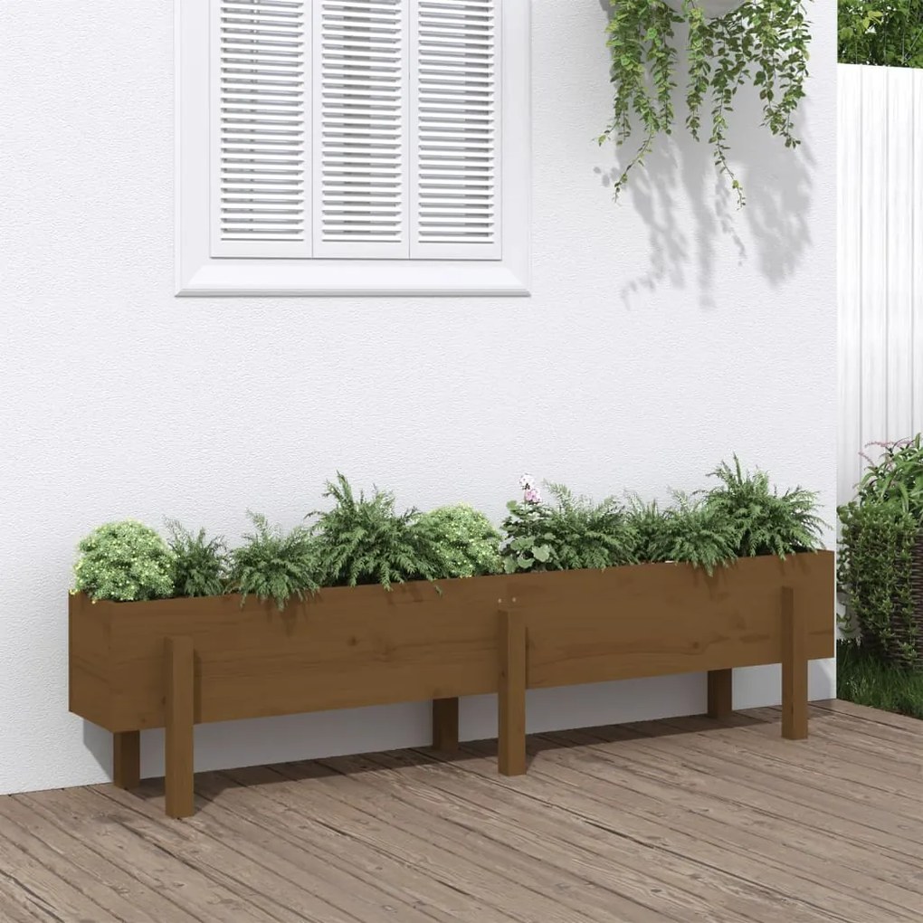 Fioriera Rialzata Da Giardino Ambra 160x30x38 Cm Massello Pino /