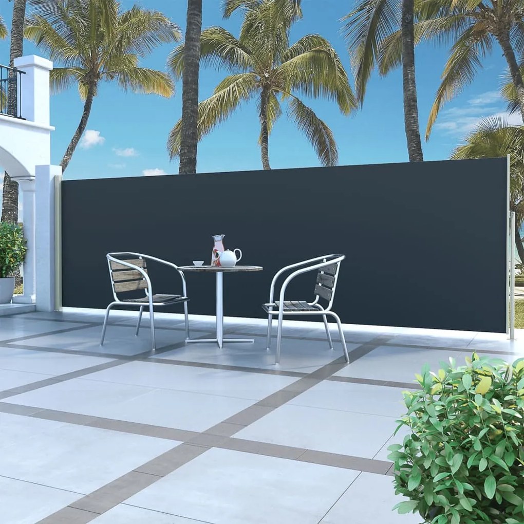 Tenda Da Sole Laterale Retrattile 160 X 500 Cm Nera /