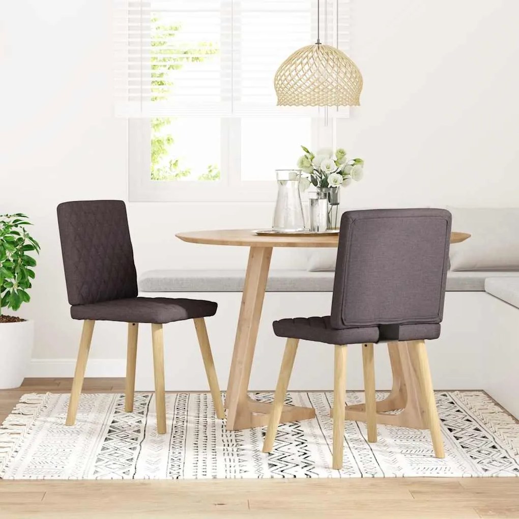 Sedie Da Pranzo 2 Pz Marrone Scuro İn Tessuto /