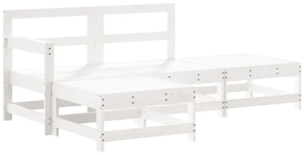 Set Salotto da Giardino 4 pz Bianco in Legno Massello di Pino