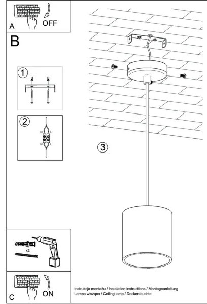 Lampadario a sospensione con filo ORBIS 1 1xGU10/40W/230V bianco