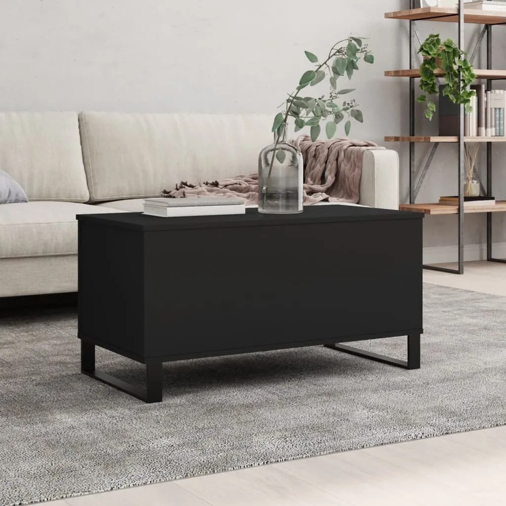 Tavolino Da Salotto Nero 90x44,5x45 Cm İn Legno Multistrato /