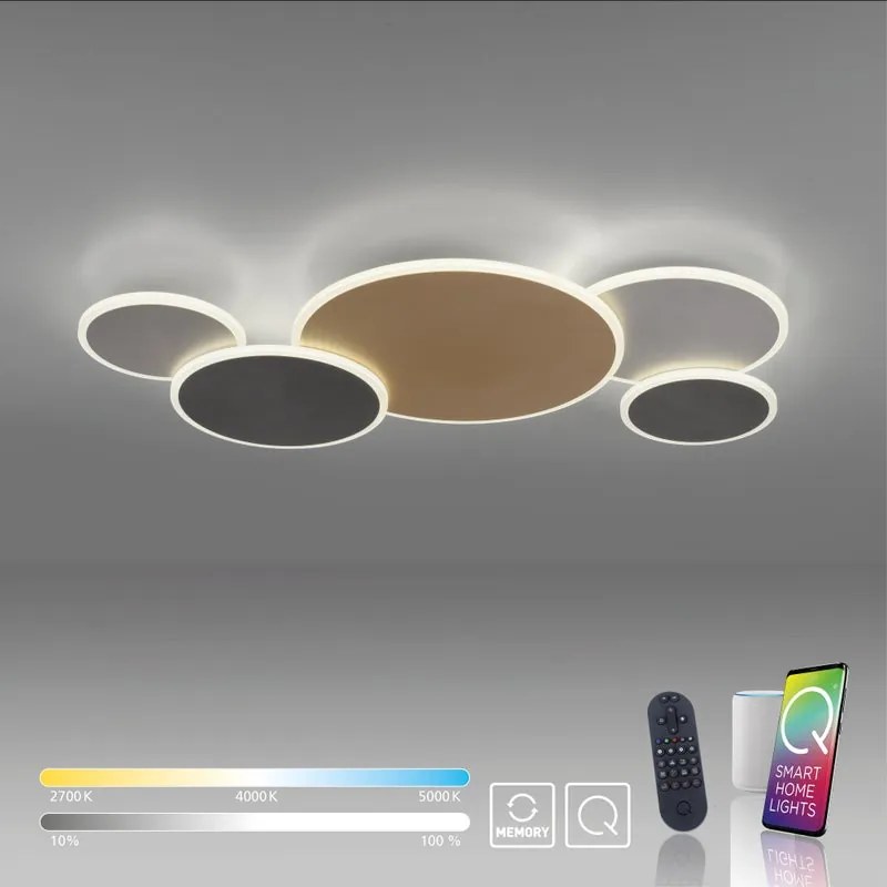 Plafoniera LED Q-PIATO multicolore IP20 cct da bianco caldo a bianco freddo con regolazione di temperatura PAUL NEUHAUS