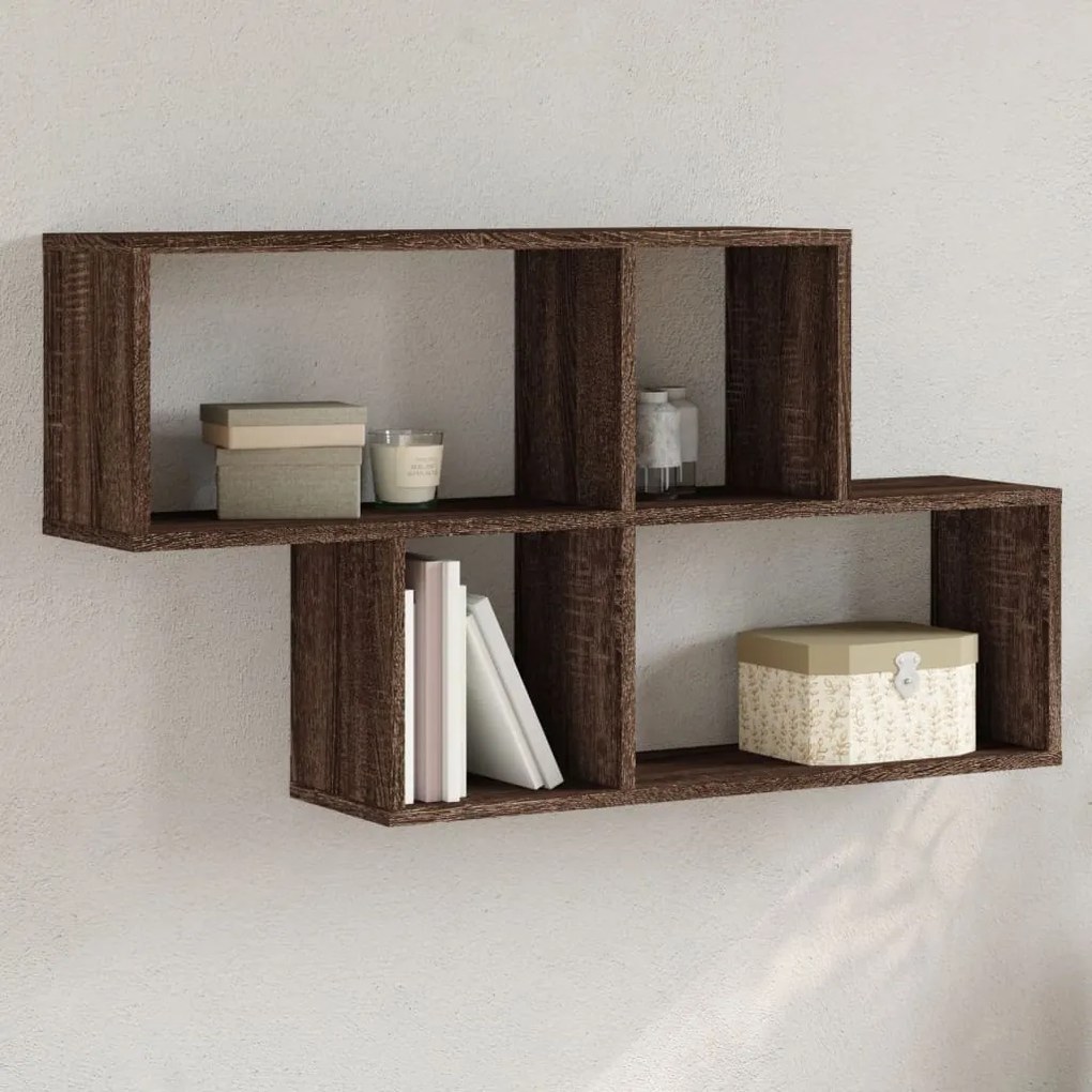 Scaffale A Muro Rovere Marrone 100x20x53cm İn Legno Multistrato /