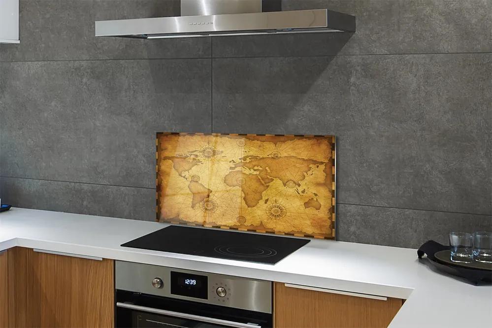 Pannello paraschizzi cucina Vecchia mappa con bordi bruciati 100x50 cm
