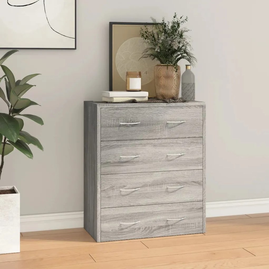 Credenza con 4 cassetti 60x30,5x71 cm grigio sonoma