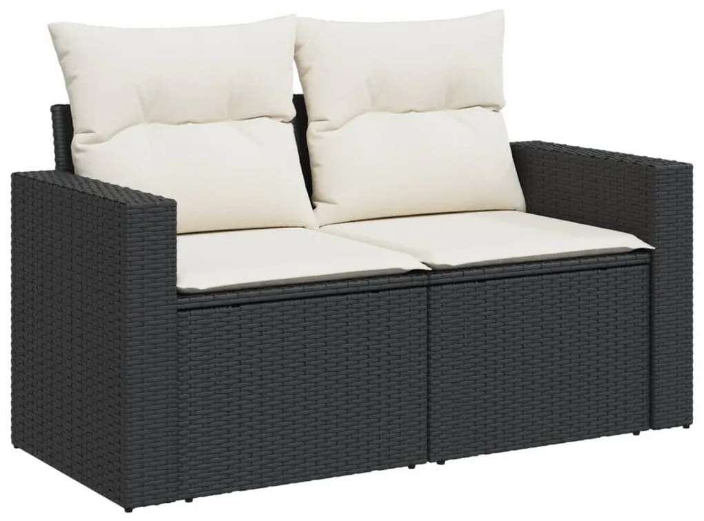 Set Divani da Giardino con Cuscini 8 pz Nero in Polyrattan