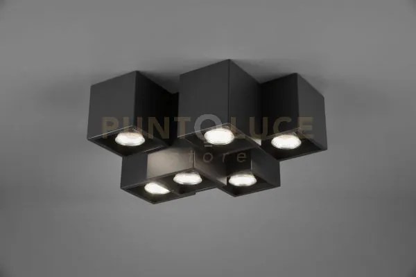 Fernando plafoniera metallo nero opaco 6 cubetti l. 37cm