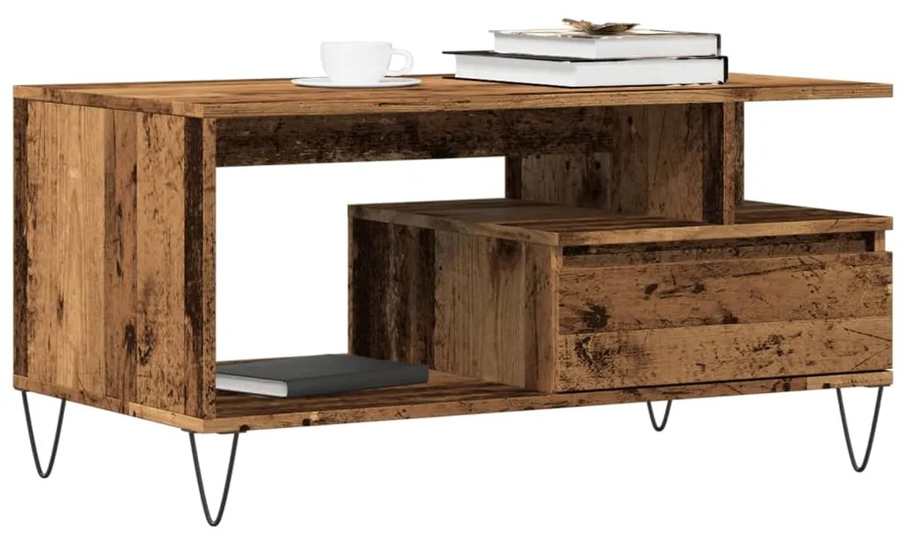 Tavolino Da Salotto Legno Antico 90x49x45 Cm Legno Multistrato /